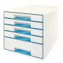 Leitz Ladeblok WOW Cube 5 laden, 5 laden, kunststof, blauw, wit, 1 stuk, 287 mm, 270 mm