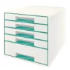 Leitz WOW Cube Ladeblok met 5 laden, 5 laden, kunststof, turquoise, wit, 1 stuk, 287 mm, 270 mm