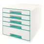 Leitz WOW Cube Ladeblok met 5 laden, 5 laden, kunststof, turquoise, wit, 1 stuk, 287 mm, 270 mm