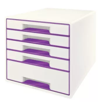 Leitz Ladeblok WOW Cube 5 laden, 5 lade(n), kunststof, violet, wit, 1 stuk, 287 mm, 270 mm