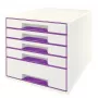 Leitz Ladeblok WOW Cube 5 laden, 5 lade(n), kunststof, violet, wit, 1 stuk, 287 mm, 270 mm