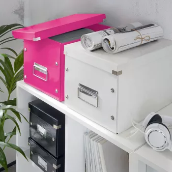 Leitz Box Click & Store WOW Cube Large opbergbox, fuchsia, karton, 320 mm, 360 mm, 310 mm