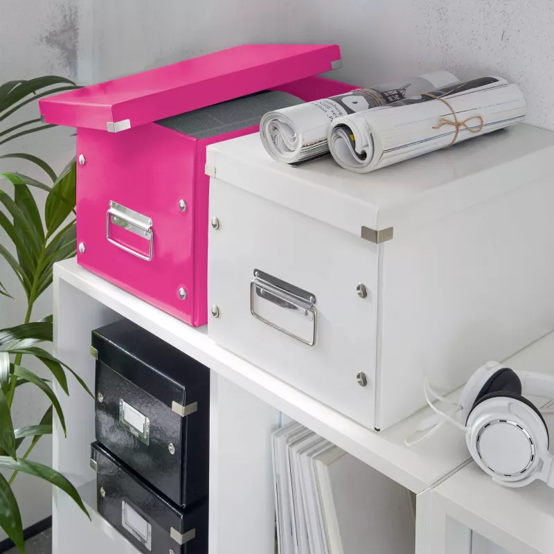 Leitz Box Click & Store WOW Cube Large opbergbox, fuchsia, karton, 320 mm, 360 mm, 310 mm