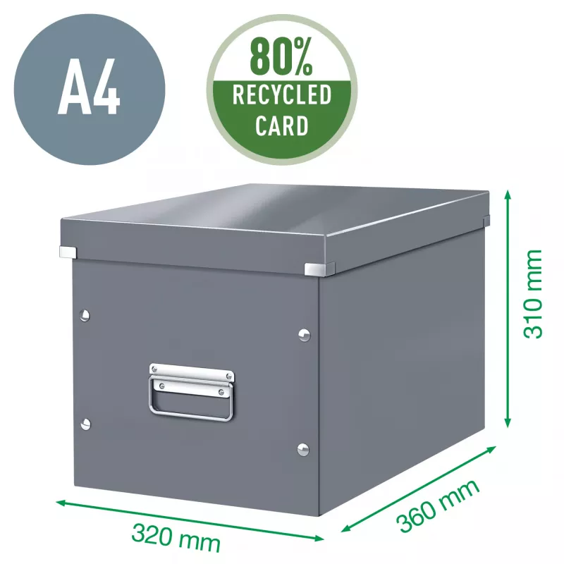 Leitz Box Click & Store WOW Cube Large opbergbox, fuchsia, karton, 320 mm, 360 mm, 310 mm