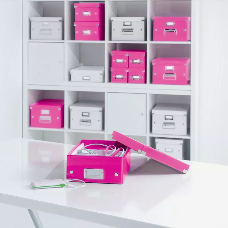 Leitz Box Click & Store WOW Cube Large opbergbox, fuchsia, karton, 320 mm, 360 mm, 310 mm