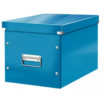 Leitz Box Click & Store WOW Cube Grote opbergbox, opbergbox, blauw, rechthoekig, karton, monochroom, binnen