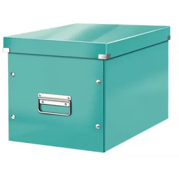 Leitz Box Click & Store WOW Cube Grote opbergbox, opbergbox, turquoise, rechthoekig, karton, monochroom, binnen