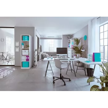 Leitz Box Click & Store WOW Cube Grote opbergbox, opbergbox, turquoise, rechthoekig, karton, monochroom, binnen
