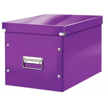 Leitz Box Click & Store WOW Cube Grote opbergbox, opbergbox, paars, rechthoekig, karton, monochroom, binnen