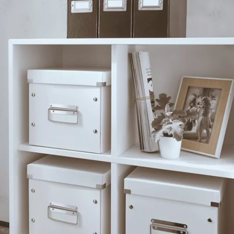 Leitz Click & Store WOW Cube middelgrote opbergbox, opbergbox, wit, rechthoekig, karton, effen, binnen