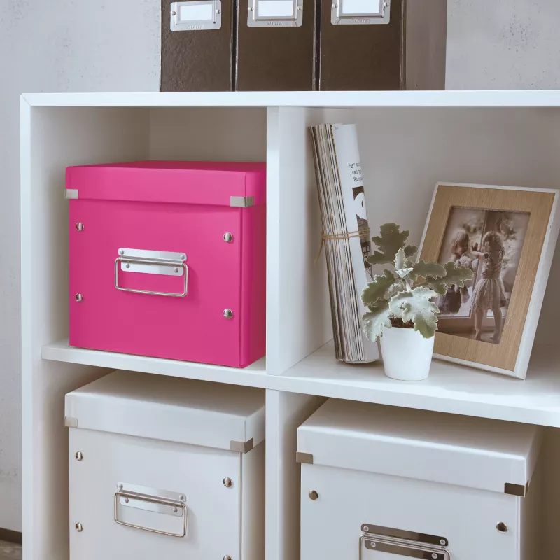 Leitz Opbergbox Click & Store WOW Cube Medium, fuchsia, karton, 260 mm, 260 mm, 240 mm