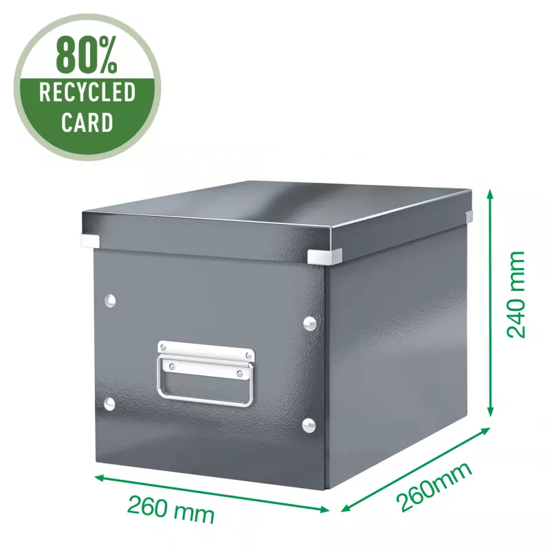 Leitz Opbergbox Click & Store WOW Cube Medium, turquoise, karton, 260 mm, 260 mm, 240 mm
