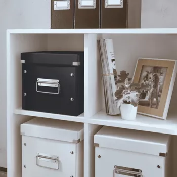Leitz Click & Store WOW Cube Medium Opbergbox, opbergbox, zwart, rechthoekig, karton, monochroom, binnen