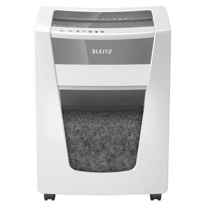Leitz IQ Office Pro papierversnipperaar P5, microsnede, 23 cm, 2 x 15 mm, 30 l, 300 vel, 55 dB