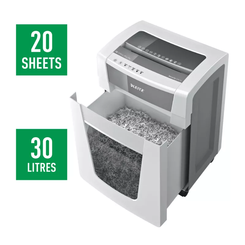 Leitz IQ Office Pro papierversnipperaar P4, kruissnede, 23 cm, 4 x 40 mm, 30 l, 275 vel, 55 dB