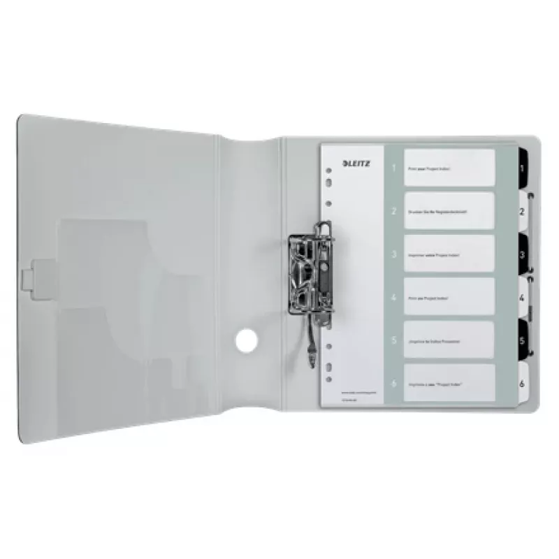 Leitz index Printable PP A4+ 1-6 WOW wit/zwart, numeriek tabregister, polypropyleen (PP), zwart, wit, A4 maxi, 245 mm, 305 mm