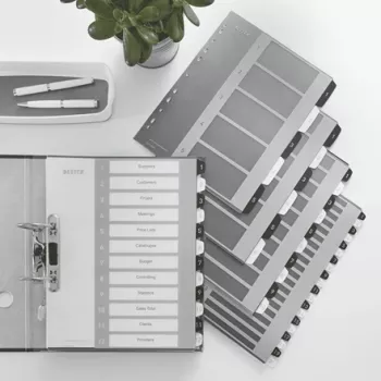 Leitz index Printable PP A4+ 1-12 WOW wit/zwart, numeriek tabregister, polypropyleen (PP), zwart, wit, A4 maxi, 245 mm, 305 mm