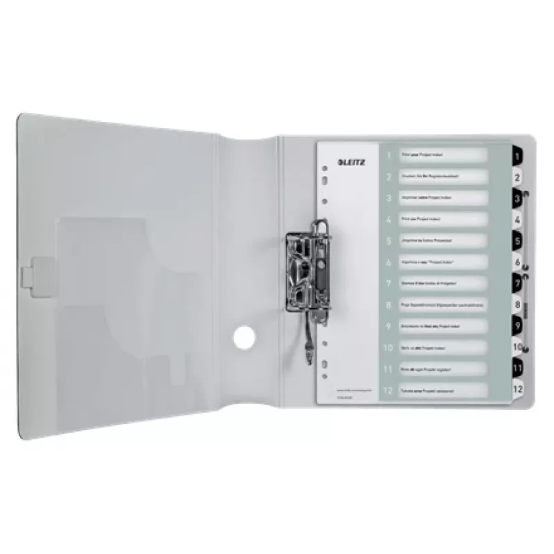 Leitz index Printable PP A4+ 1-12 WOW wit/zwart, numeriek tabregister, polypropyleen (PP), zwart, wit, A4 maxi, 245 mm, 305 mm