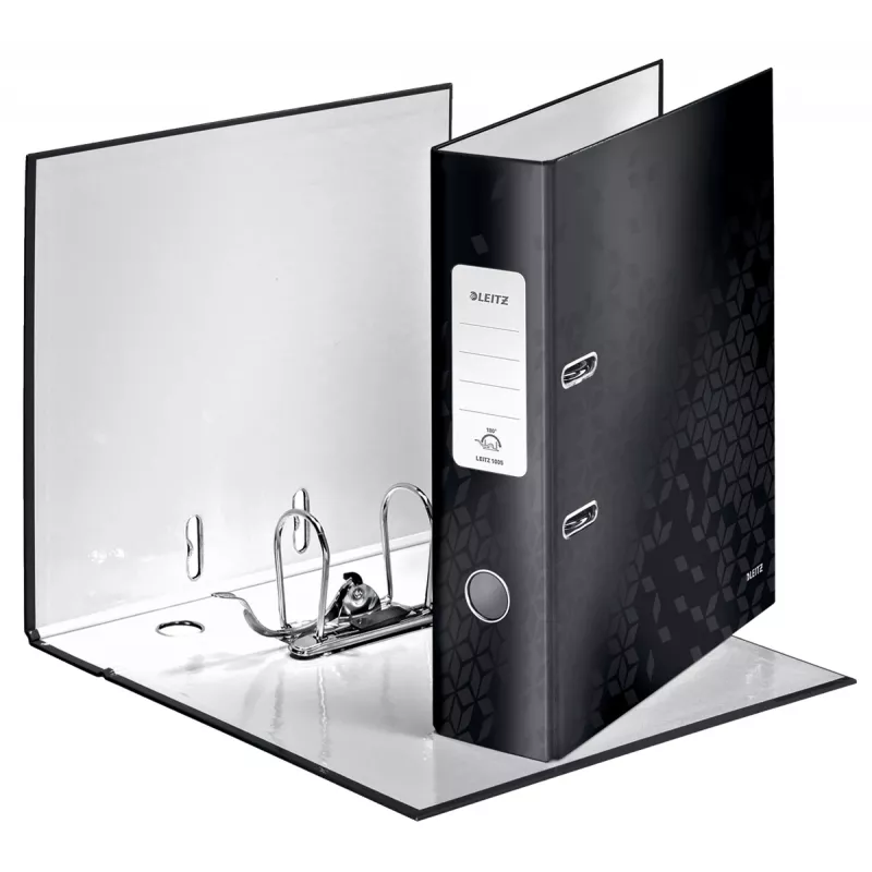 Leitz hefboommap 180° WOW POB/gelamineerd A4/80 mm, A4, karton, zwart, 600 vel, 80 g/m², 8 cm