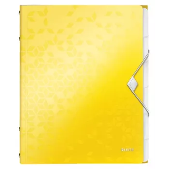 Leitz WOW PP tabbladenboek, 6 tabs, gewone ordner, A4, polypropyleen (PP), geel, glanzend, 200 vel