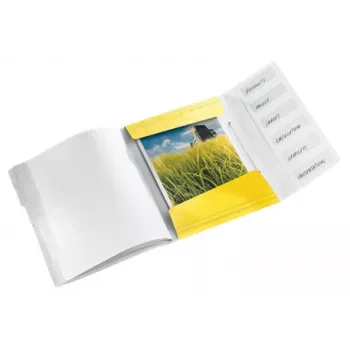 Leitz WOW PP tabbladenboek, 6 tabs, gewone ordner, A4, polypropyleen (PP), geel, glanzend, 200 vel