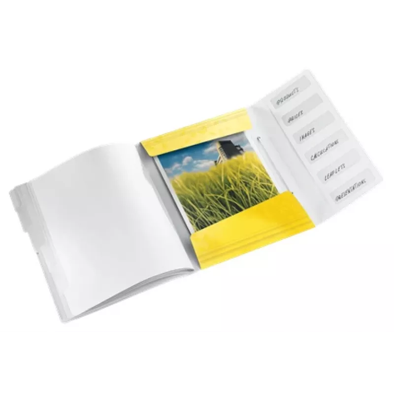 Leitz WOW PP tabbladenboek, 6 tabs, gewone ordner, A4, polypropyleen (PP), geel, glanzend, 200 vel