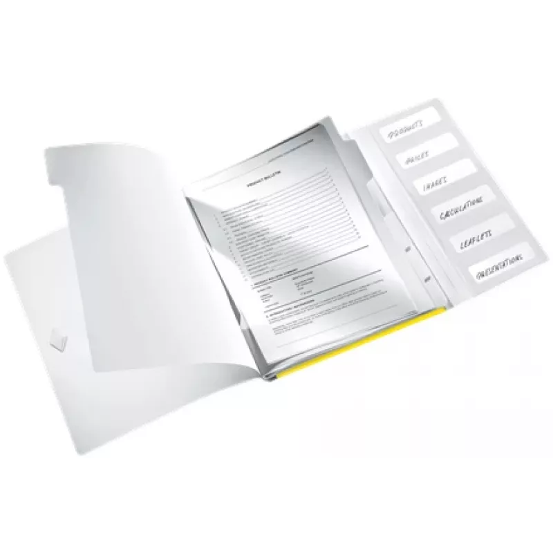Leitz WOW PP tabbladenboek, 6 tabs, gewone ordner, A4, polypropyleen (PP), geel, glanzend, 200 vel