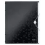 Leitz tabbladenboek WOW PP 6 tabs, gewone ordner, A4, polypropyleen (PP), zwart, glanzend, 200 vel