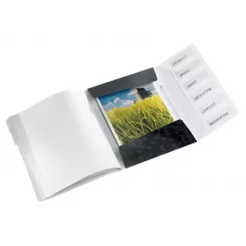 Leitz tabbladenboek WOW PP 6 tabs, gewone ordner, A4, polypropyleen (PP), zwart, glanzend, 200 vel