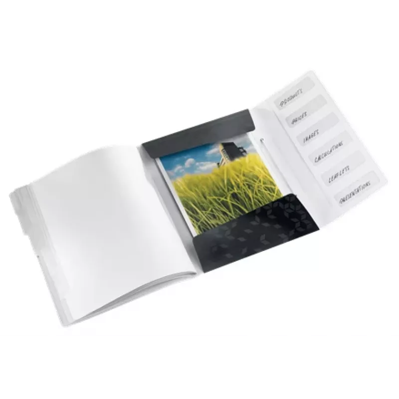 Leitz tabbladenboek WOW PP 6 tabs, gewone ordner, A4, polypropyleen (PP), zwart, glanzend, 200 vel