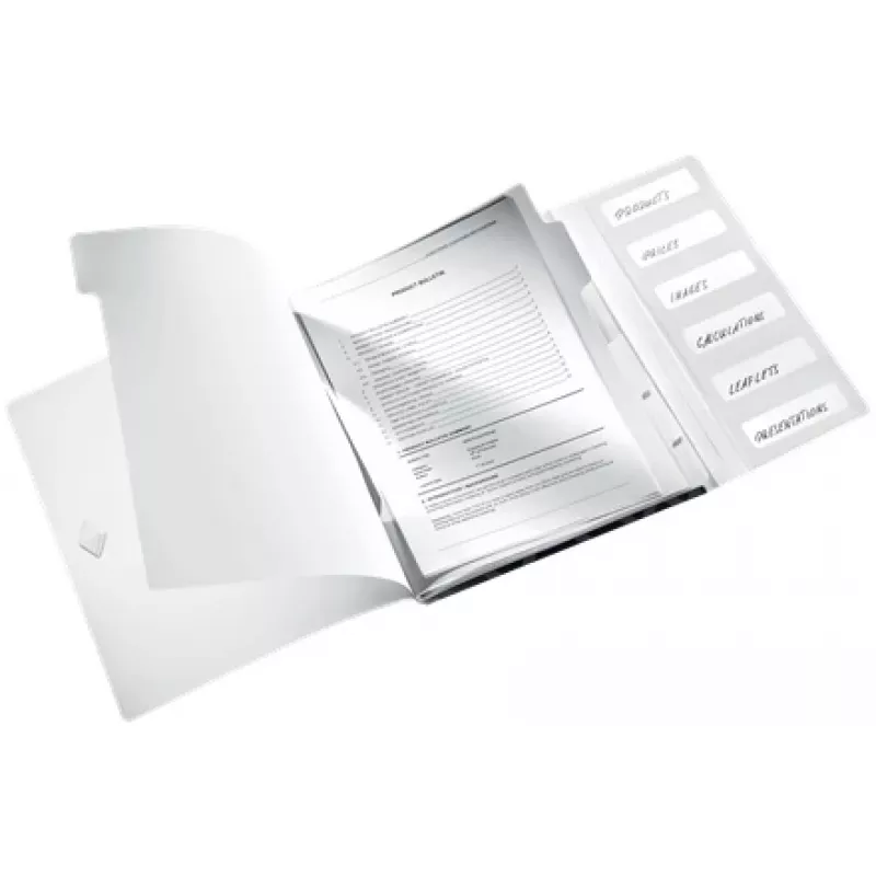 Leitz tabbladenboek WOW PP 6 tabs, gewone ordner, A4, polypropyleen (PP), zwart, glanzend, 200 vel