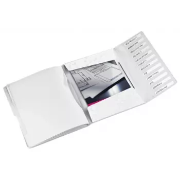 Leitz WOW PP scheidingsbladen-boek, 12 tabs, conventionele ordner, A4, polypropyleen (PP), wit, glanzend, 200 vel
