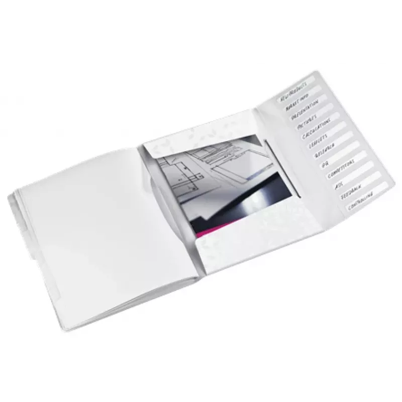 Leitz WOW PP scheidingsbladen-boek, 12 tabs, conventionele ordner, A4, polypropyleen (PP), wit, glanzend, 200 vel