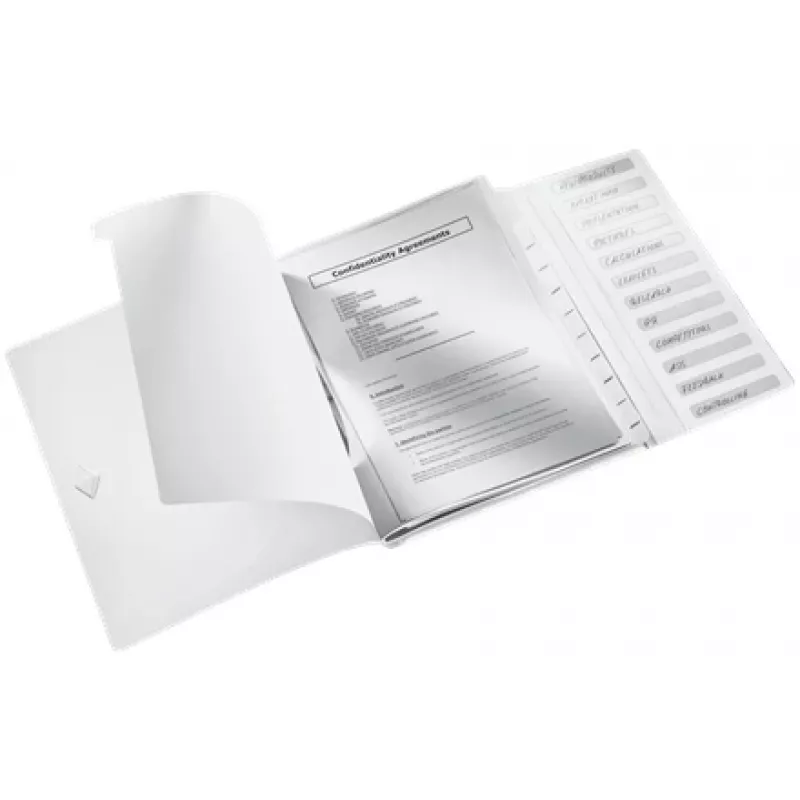 Leitz WOW PP scheidingsbladen-boek, 12 tabs, conventionele ordner, A4, polypropyleen (PP), wit, glanzend, 200 vel