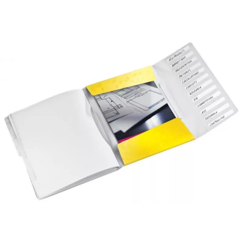 Leitz scheidingsbladen-boek WOW PP 12-voudig, A4, polypropyleen (PP), geel, 200 vel, 80 g/m², 265 mm