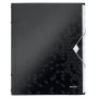 Leitz scheidingsboek WOW PP 12 tabs, conventionele ordner, A4, polypropyleen (PP), zwart, glanzend, 200 vel