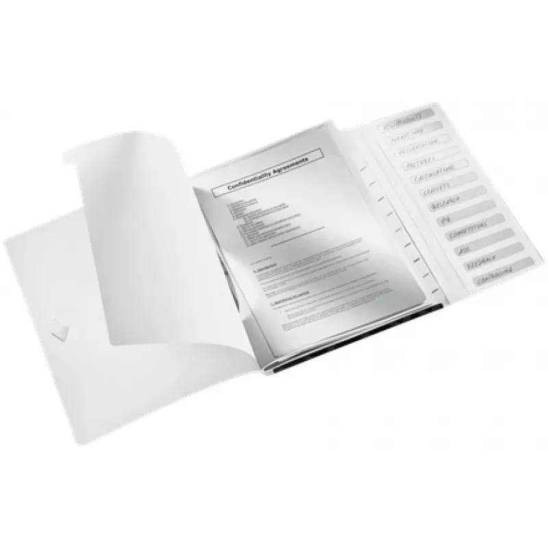 Leitz scheidingsboek WOW PP 12 tabs, conventionele ordner, A4, polypropyleen (PP), zwart, glanzend, 200 vel