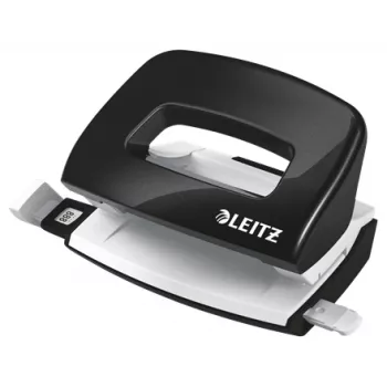 Leitz perforator WOW Mini 2-voudig / 10 vel, 10 vel, zwart, wit, kunststof, 8 cm, 5,5 mm, A4, A5, A6, folio, US-quart, 8 x 8 x 8 cm