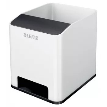 Leitz Sound pennenhouder WOW, zwart, wit, polystyreen, 90 mm, 101 mm, 100 mm, 140 g