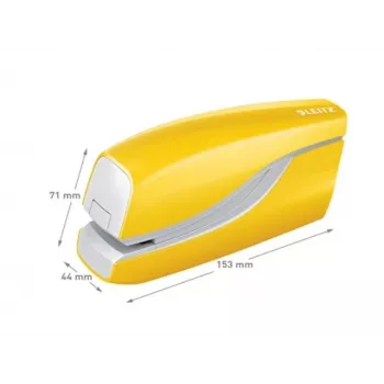 Leitz nietmachine op batterij WOW 5566, 10 vel, voor, 1 cm, kunststof, geel, batterij