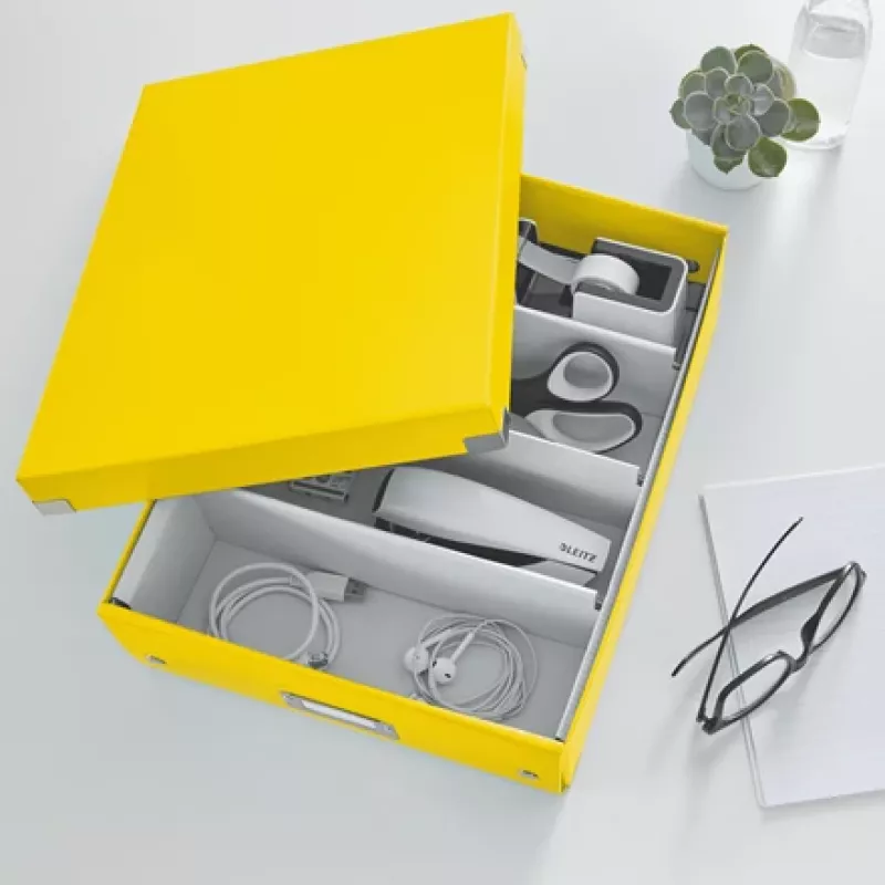 Leitz Click & Store WOW Medium organiser box, opbergbox, geel, rechthoekig, karton, monochroom, binnen