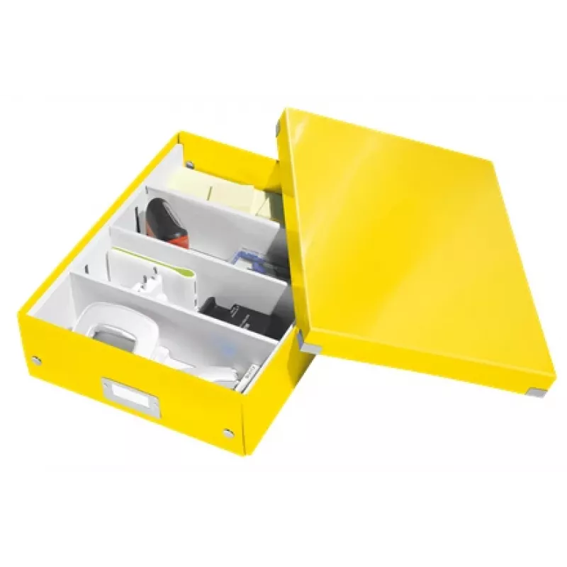 Leitz Click & Store WOW Medium organiser box, opbergbox, geel, rechthoekig, karton, monochroom, binnen