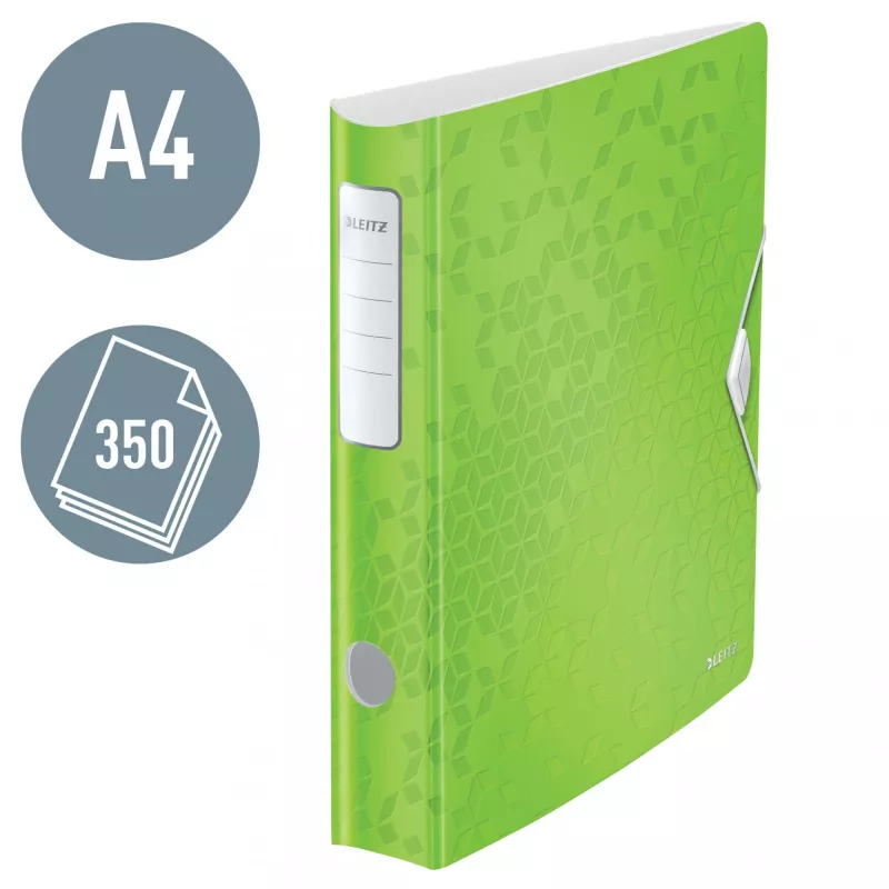 Leitz hefboomordner Active PP WOW A4/65 mm, A4, D-ring, opbergen, polyfoam, groen, 350 vel
