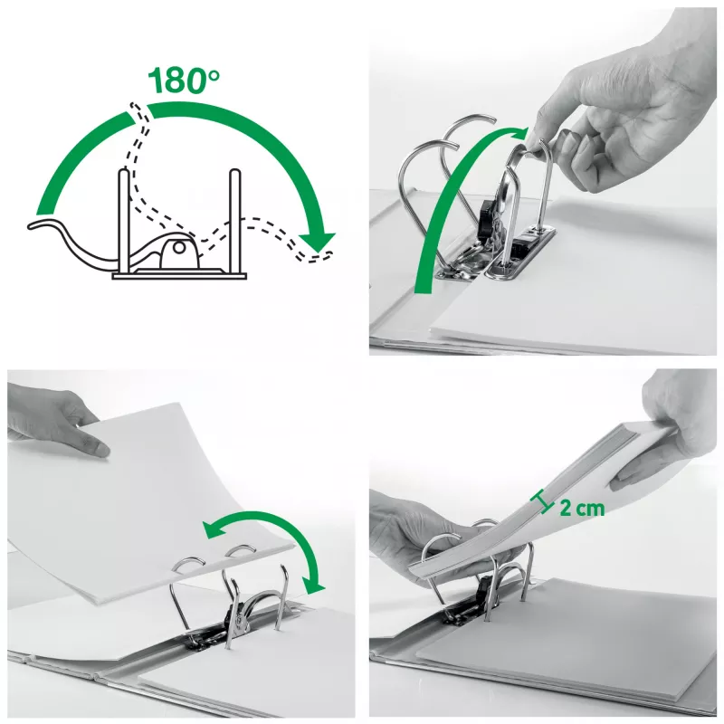 Leitz hefboomordner Active PP WOW A4/65 mm, A4, D-ring, opbergen, polyfoam, groen, 350 vel