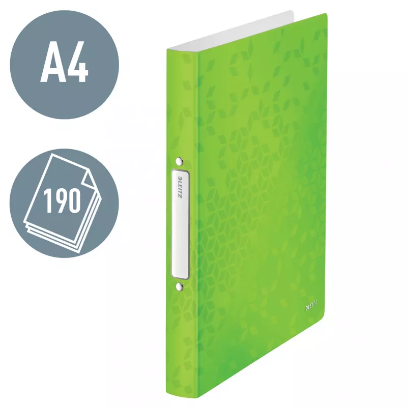 Leitz ringband WOW PP A4 2RR/25 mm, A4, ronde ring, polypropyleen (PP), groen, 190 vel, 80 g/m²