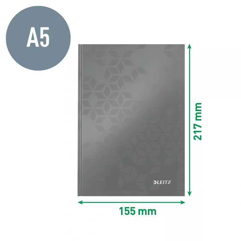 Leitz WOW notitieboek A5 geruit met hardcover, dessin, groen, A5, 80 vel, 80 g/m², geruit