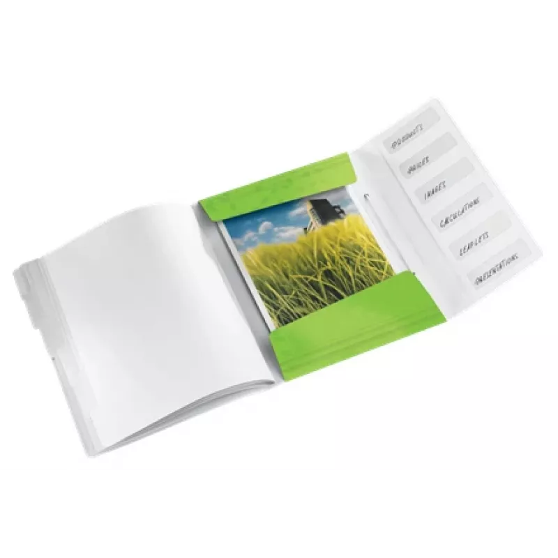 Leitz tabboek WOW PP 6 tabs, conventionele ordner, A4, polypropyleen (PP), groen, glanzend, 200 vel