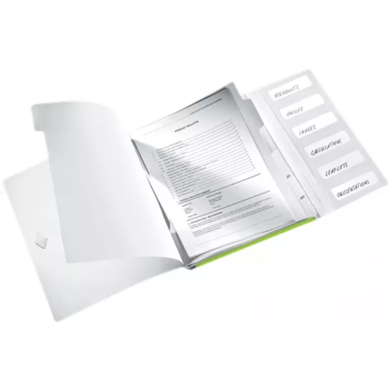 Leitz tabboek WOW PP 6 tabs, conventionele ordner, A4, polypropyleen (PP), groen, glanzend, 200 vel