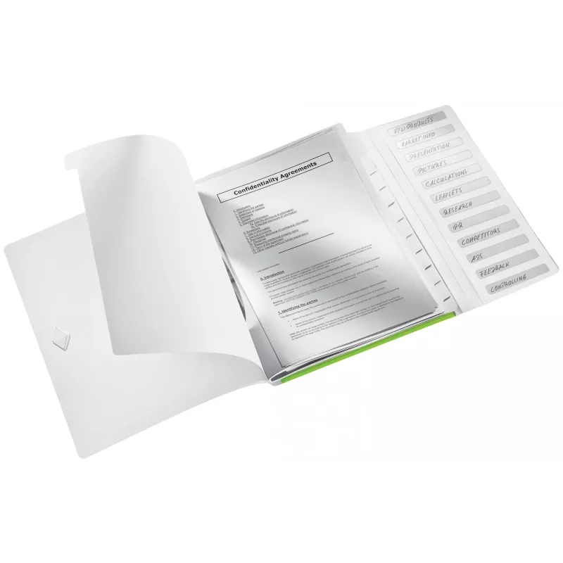 Leitz WOW PP tabbladenboek, 12 vakken, A4, polypropyleen (PP), groen, 200 vel, 80 g/m², 265 mm