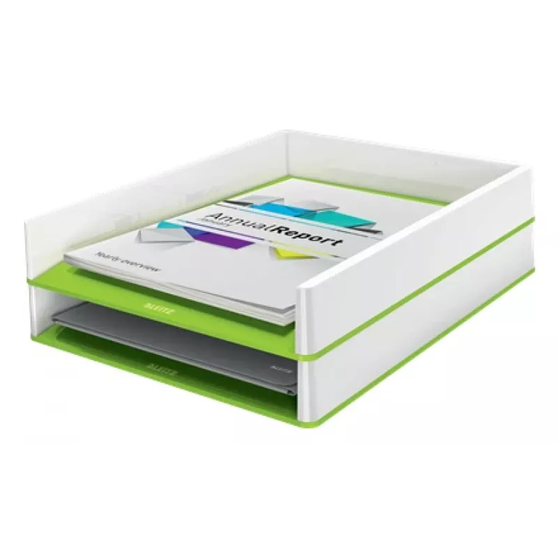Leitz briefbak WOW tweekleurig, kunststof, groen, wit, A4, A4, 267 mm, 336 mm